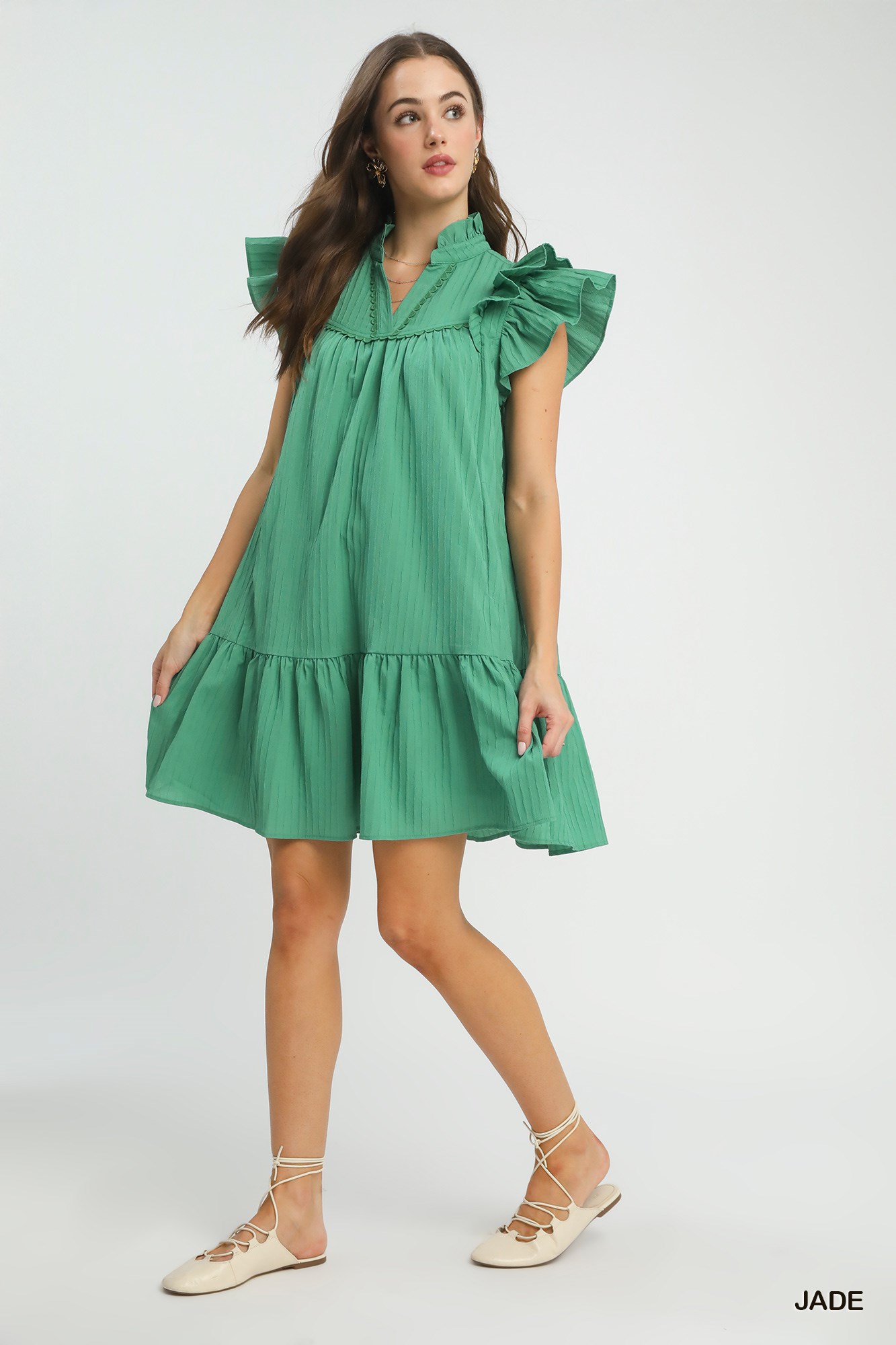 Flutter Sleeve Tiered Dress, image 4