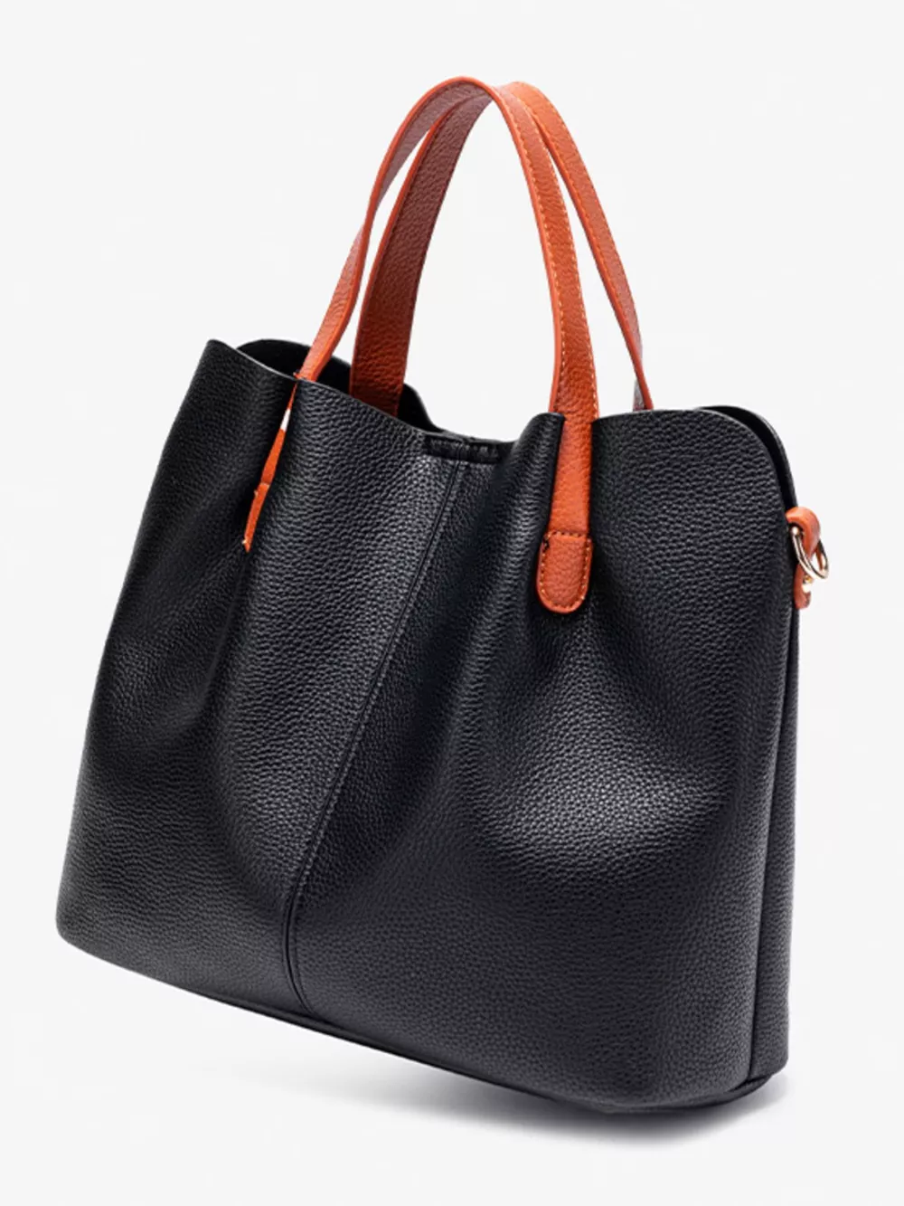 Leather Contrast Handle Handbag, image 4