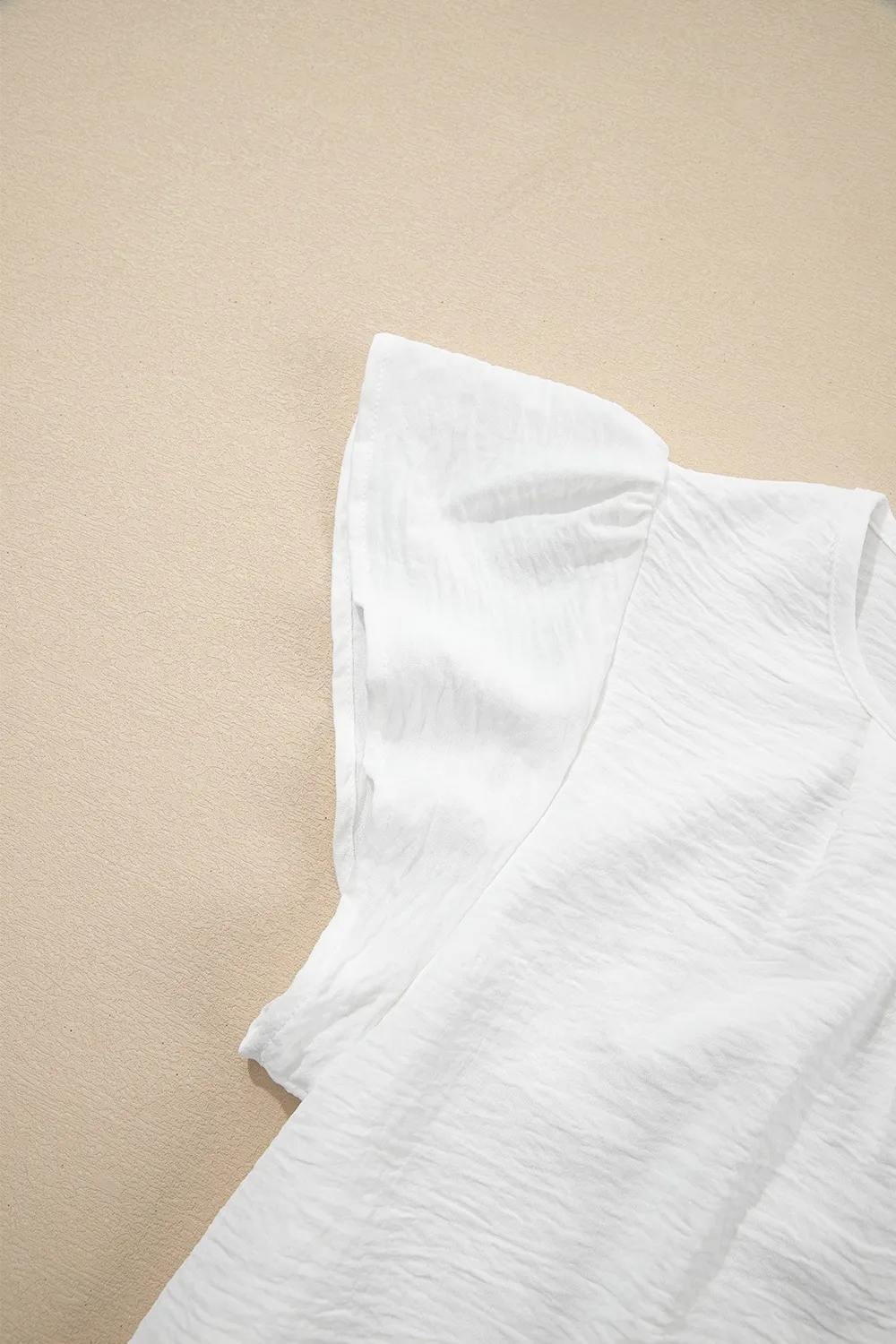 Ruffle Sleeve Round Neck Casual Blouse, image 10
