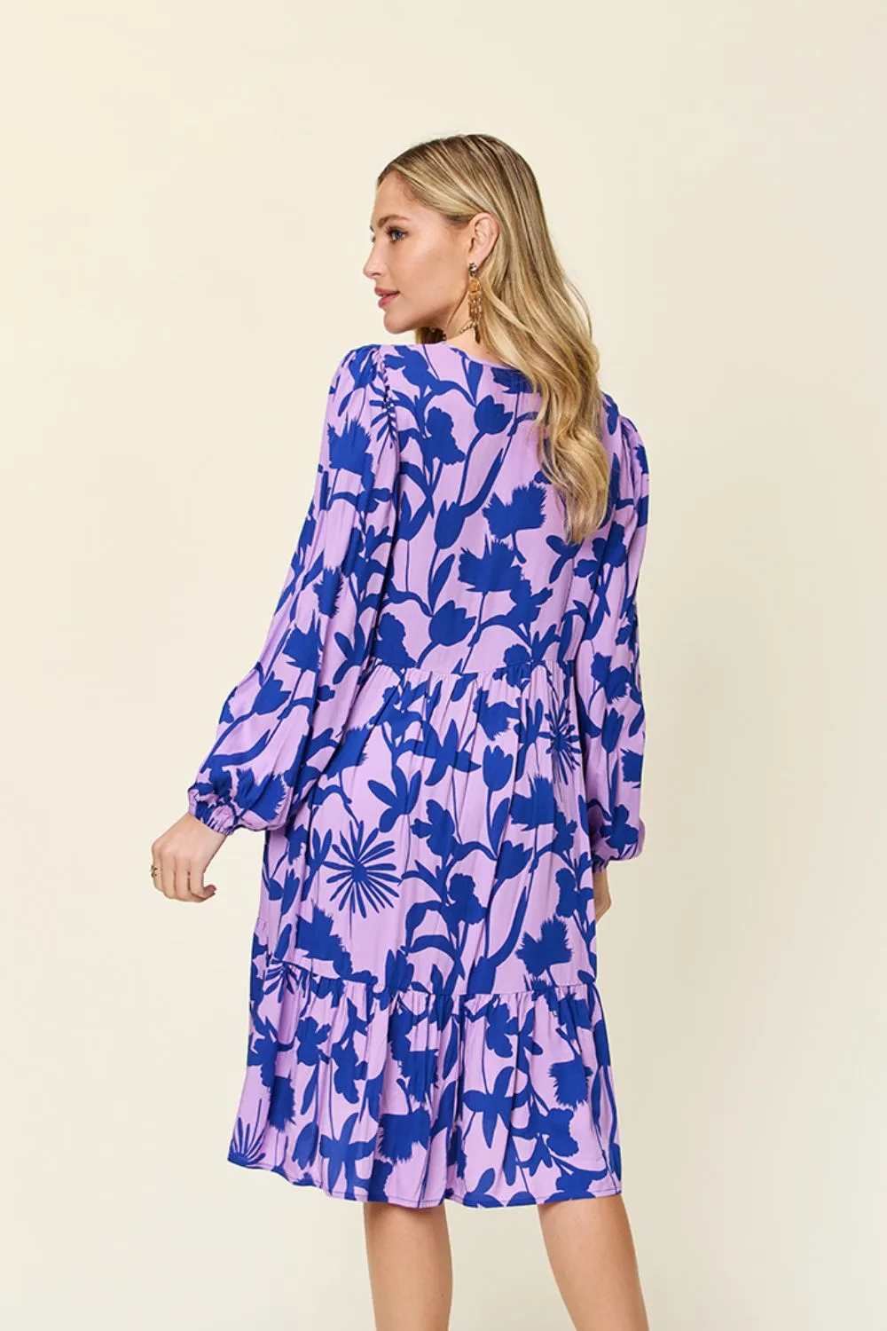 Full Size Printed Ruffle Hem Dress with Pocket, image 19