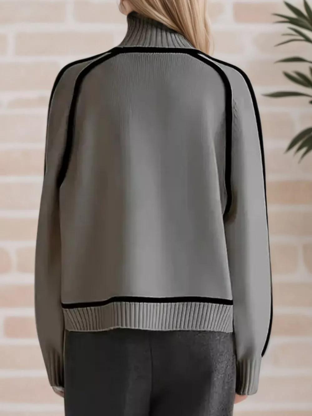 Contrast Trim Turtleneck Sweater, image 7