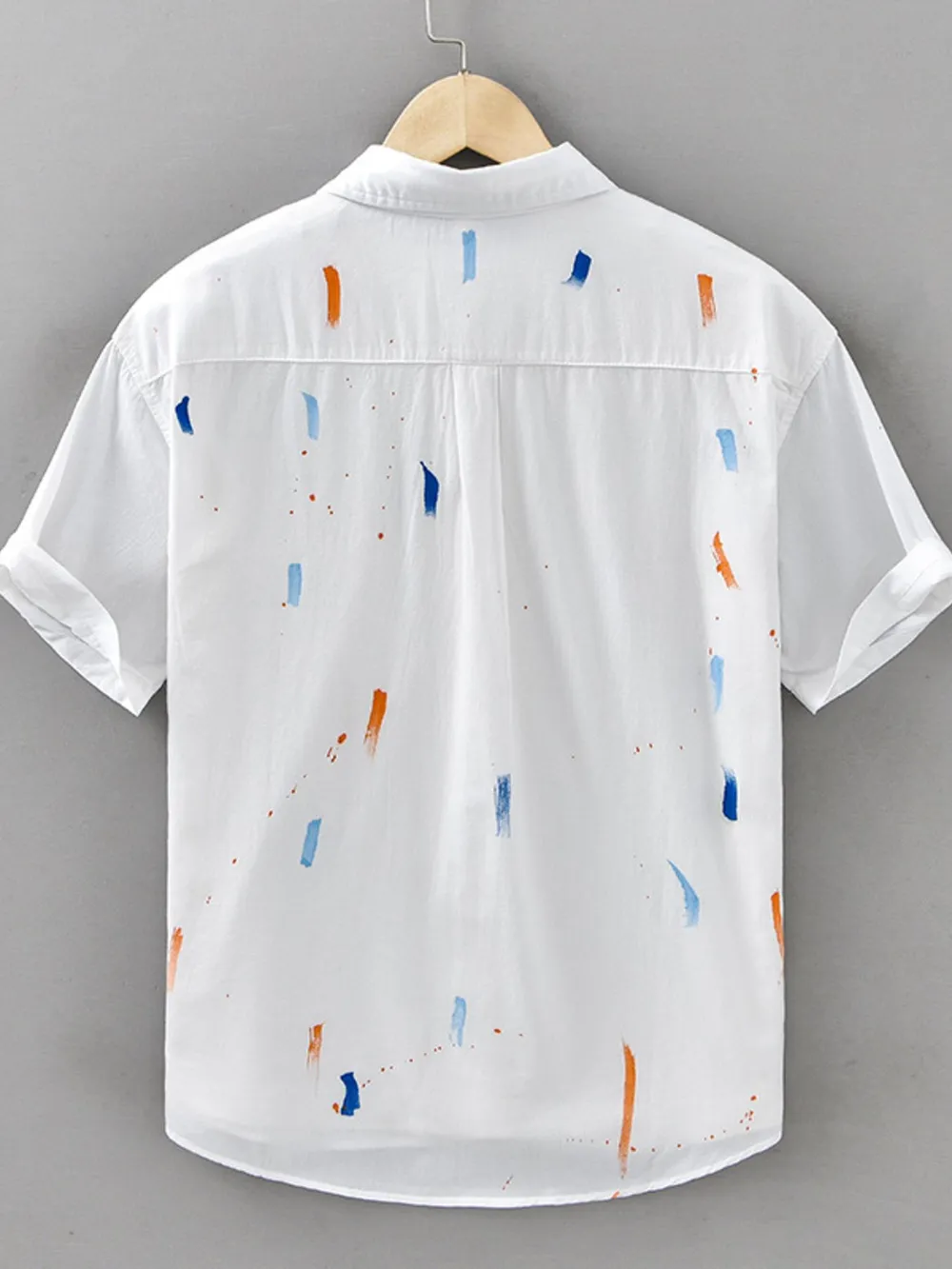 Men's Plus Size Printed Button Up Short Sleeve Shirt, image 2