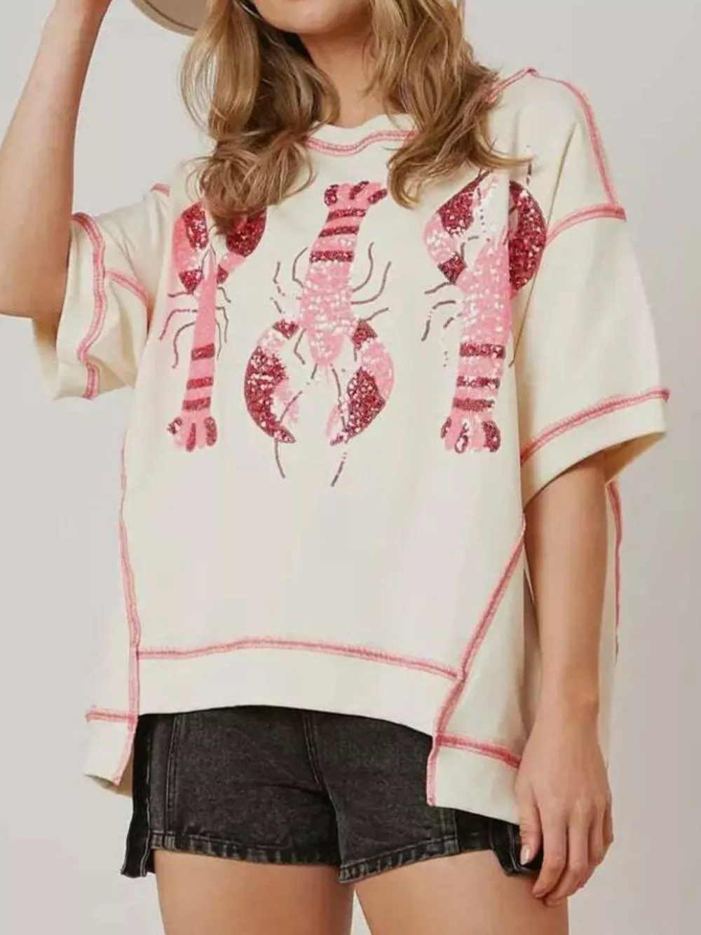 Sequin Lobster Half Sleeve T-Shirt, image 6