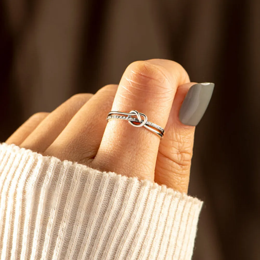 925 Sterling Silver Double-Layered Knot Ring, image 6