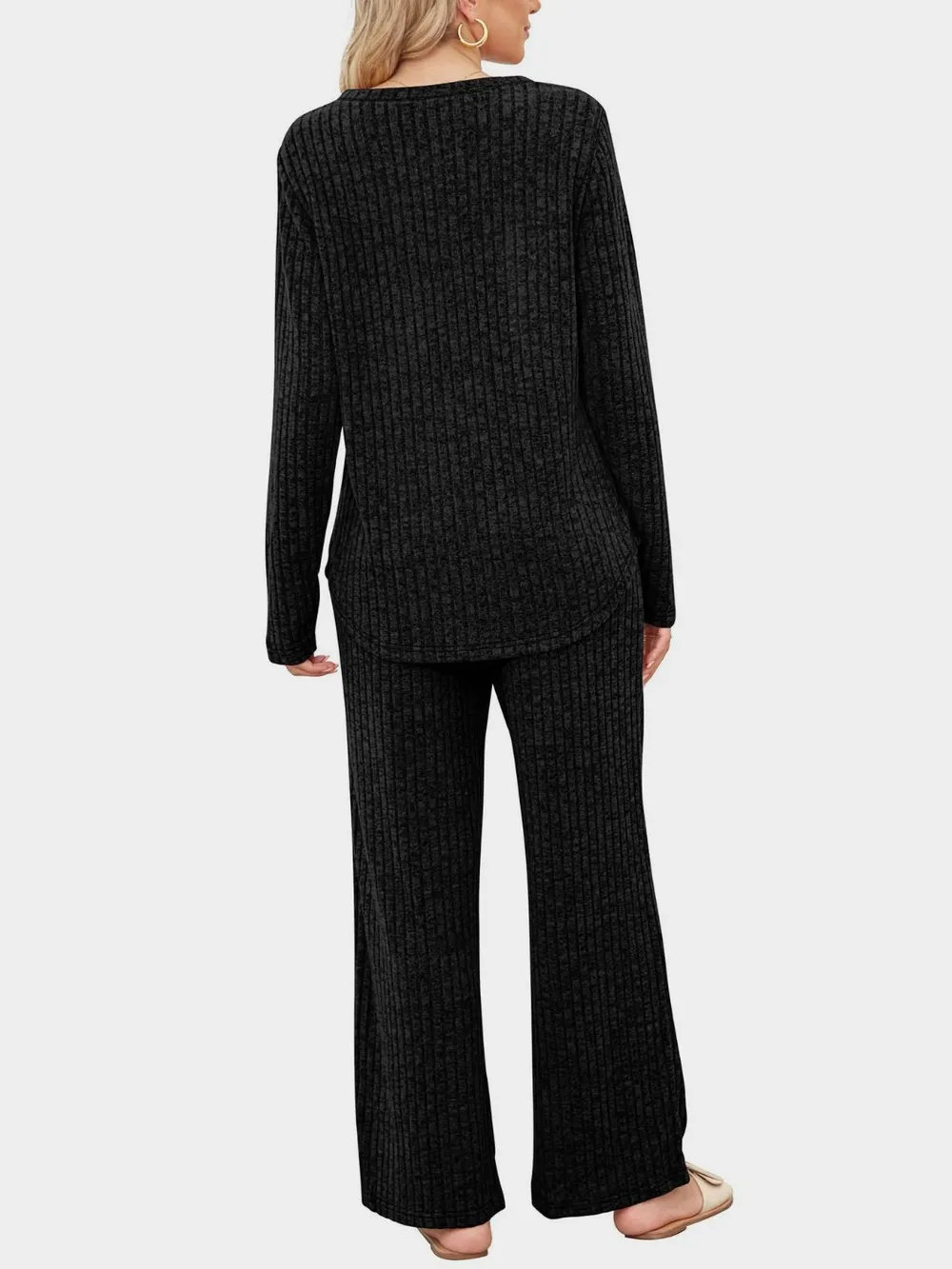 Round Neck Long Sleeve Top and Pants Set, image 32
