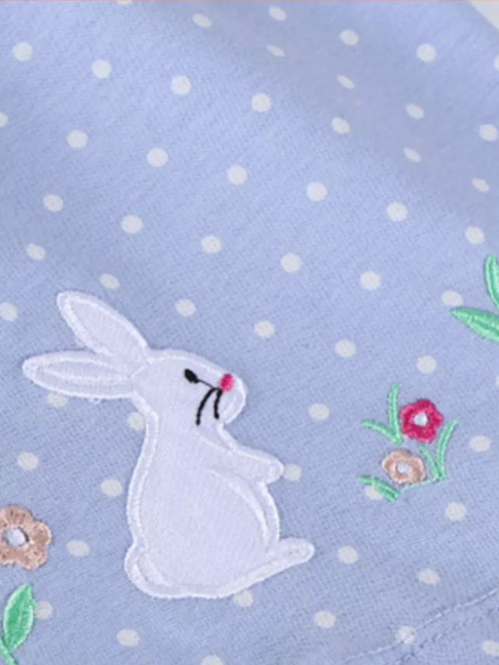 Children's Cute Bunny Embroidered Polka Dot Dress, image 2