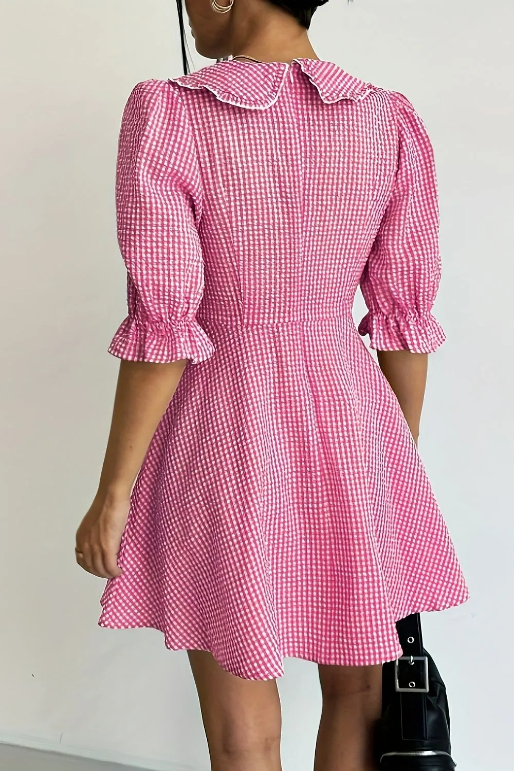 Gingham Puff Sleeve Mini Dress, image 3