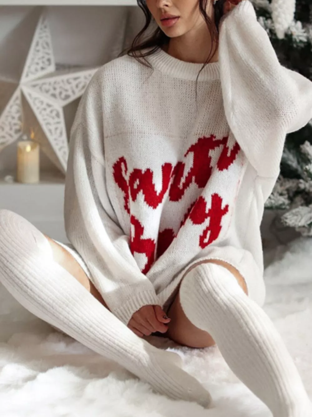 Christmas Letter Oversized Sweater Dress, image 5