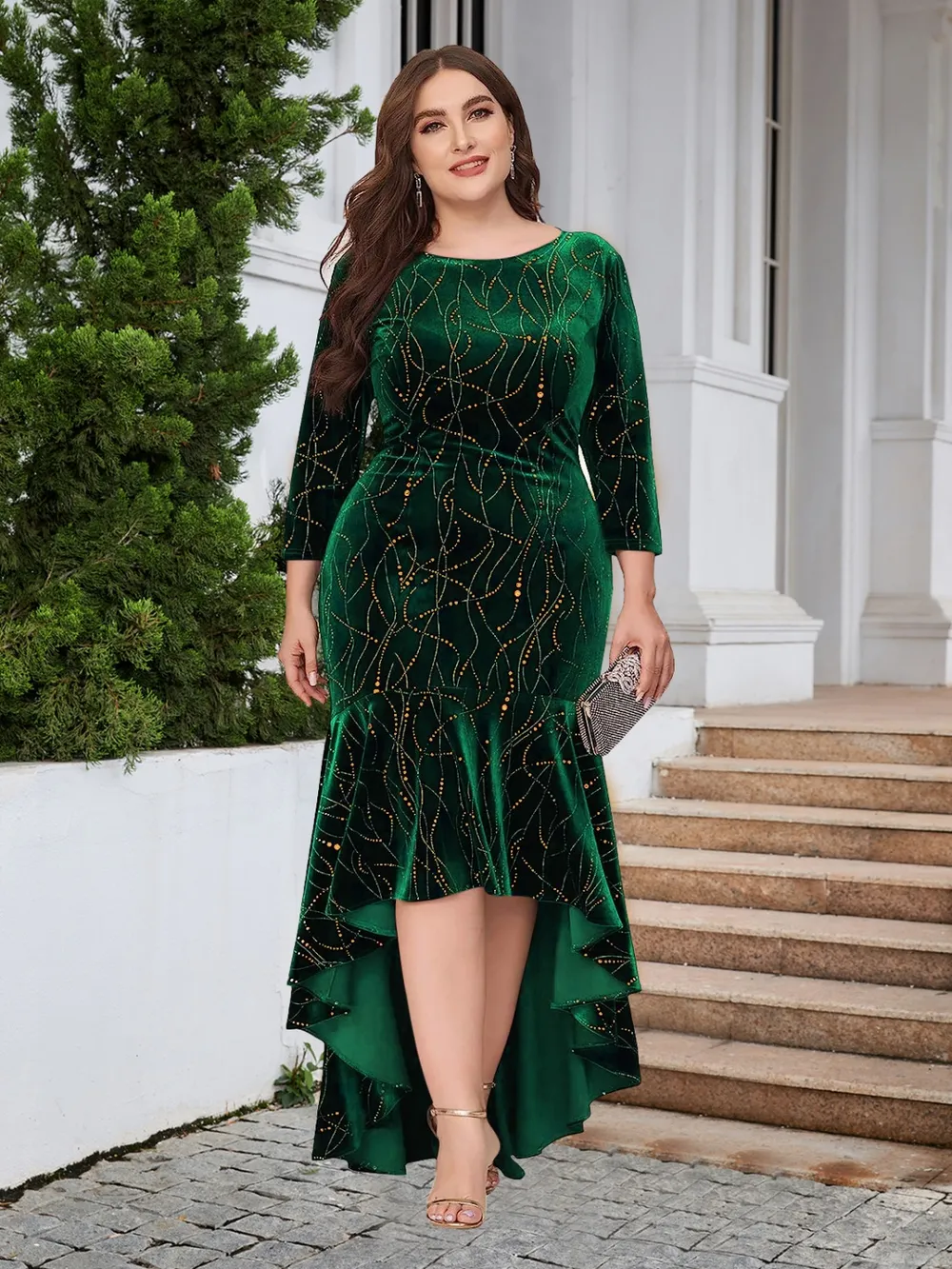 Plus Size Ruffle Hem High-Low Dress, image 5