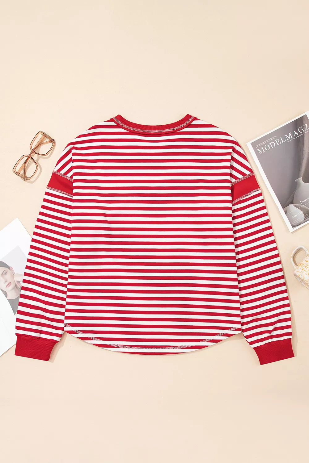 Striped Long Sleeve Casual Sweatshirt, image 7