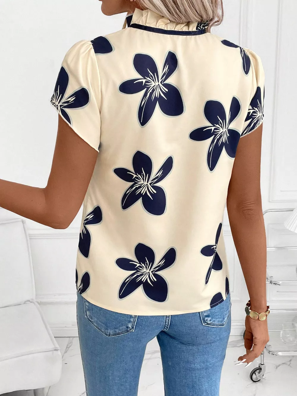 Tie Neck Short Sleeve Blouse, image 12