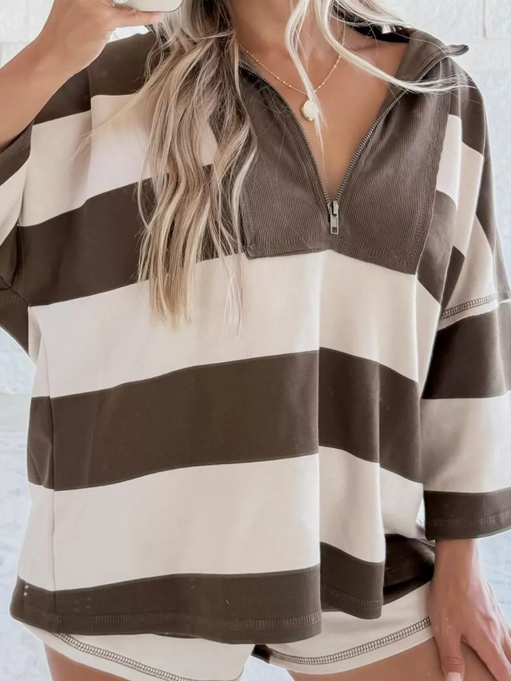 Striped Quarter-Zip Long Sleeve Sweatshirt, image 3