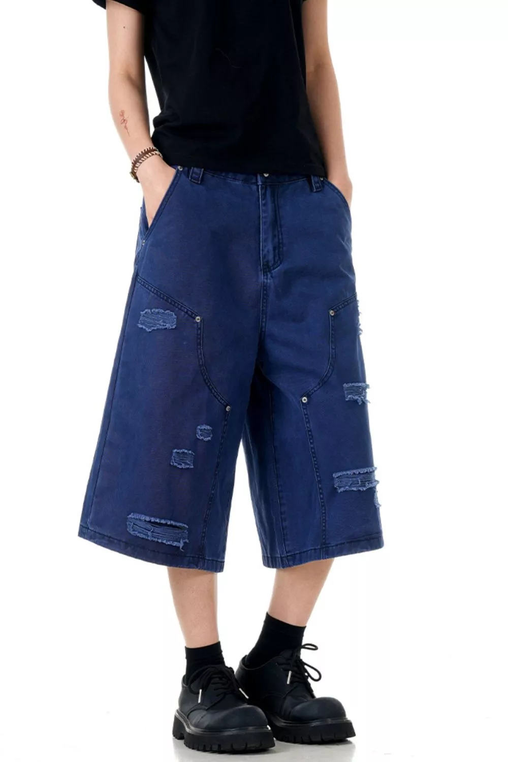 Men's Distressed Wide Leg Shorts, image 3