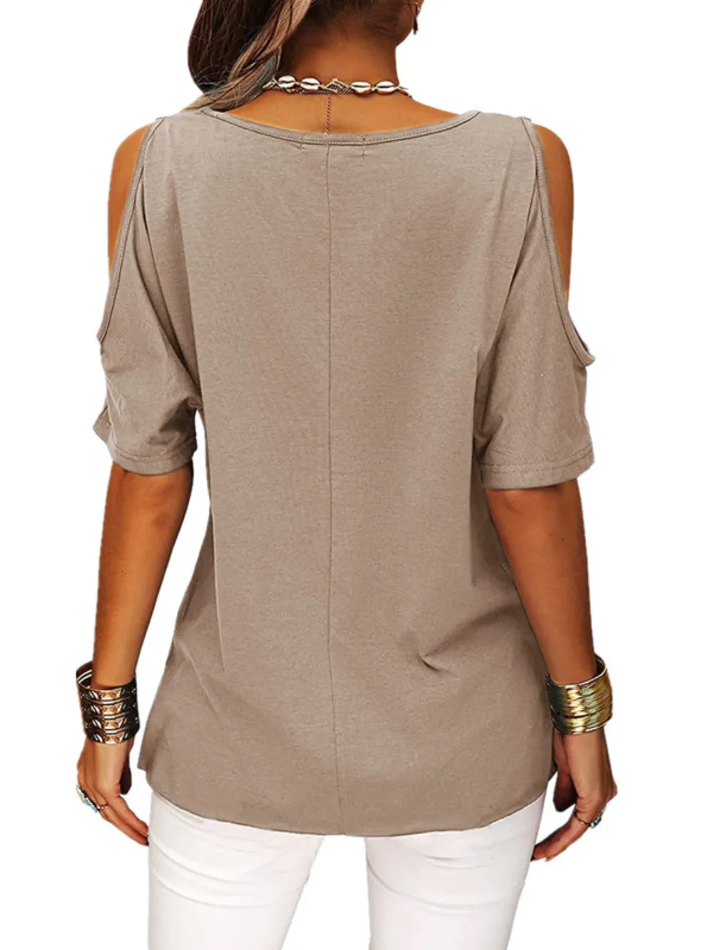 Full Size Crisscross Cold Shoulder Casual T-Shirt Plus Size, image 14