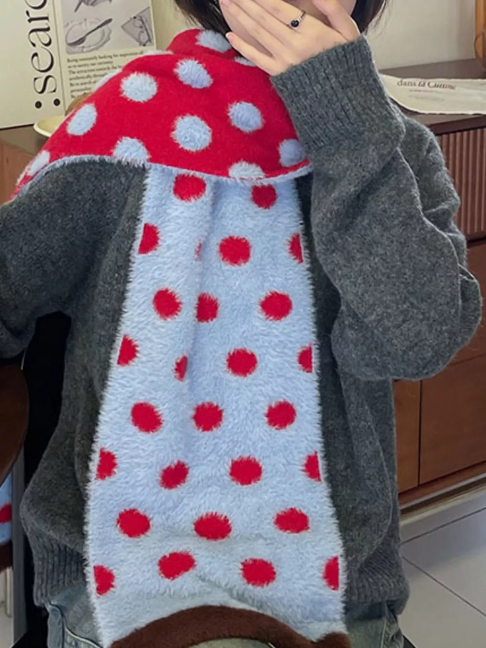 Fuzzy Polka Dot Scarf, image 5