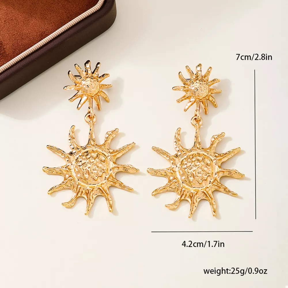 18K Gold-Plated Sun Burst Drop Earrings, image 6