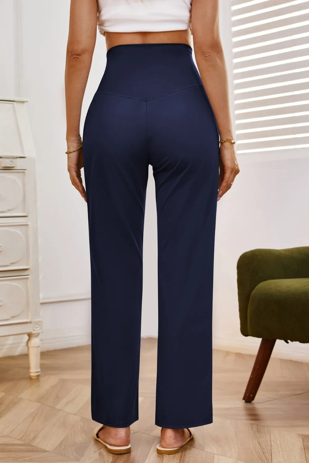 High Waist Wide Leg Pants with Pockets, image 20