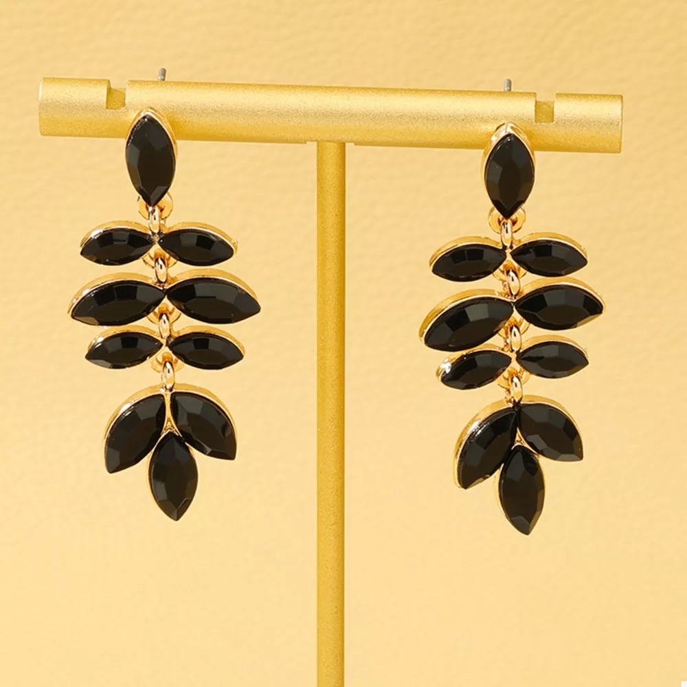 18K Gold-Plated Alloy Resin Leaf Drop Earrings