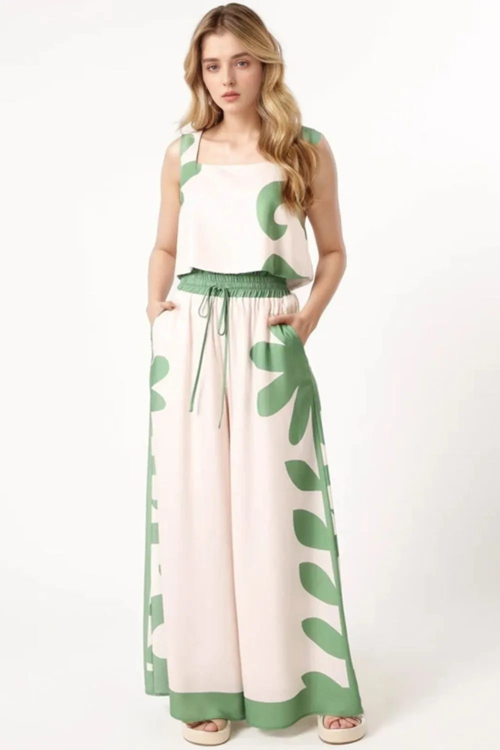 Leaf Print Tank Top and Pants Set, image 5