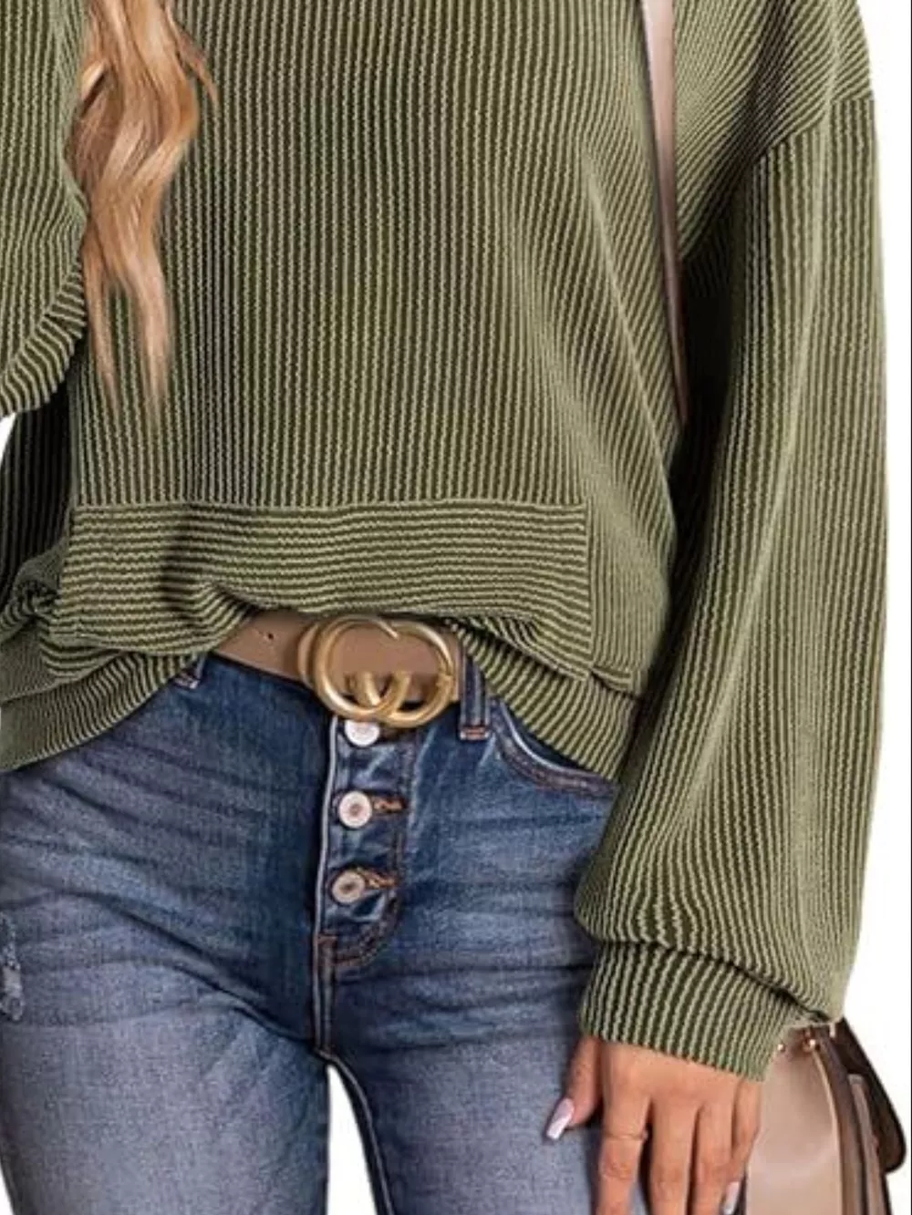 Ribbed Oversized Hoodie Sweatshirt with Pocket, image 15