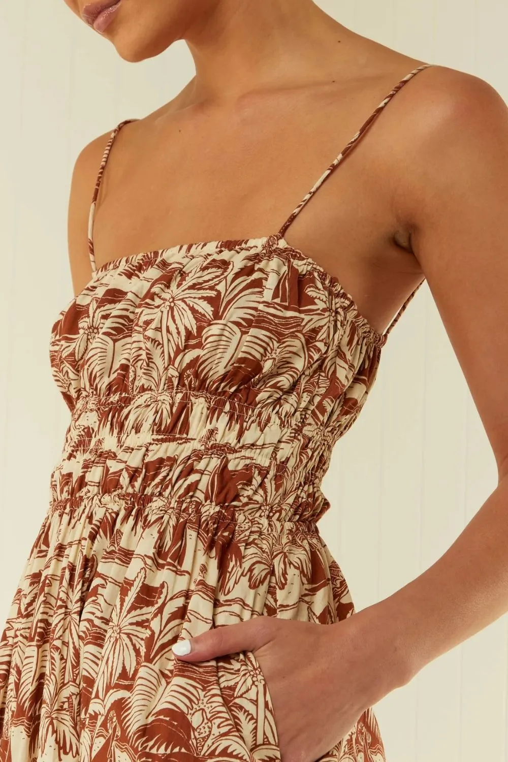 Printed Square Neck Cami Dress, image 4