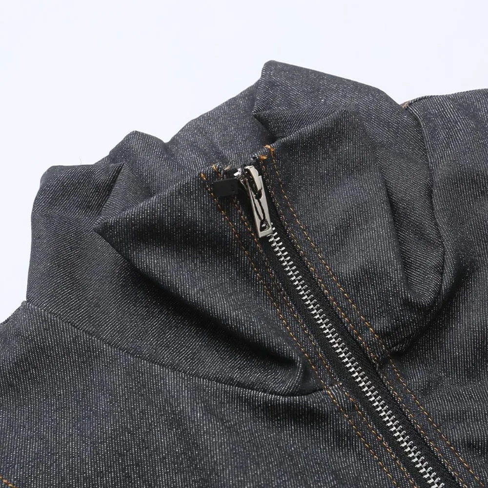Men's Washed Zip Up Denim Jacket, image 5