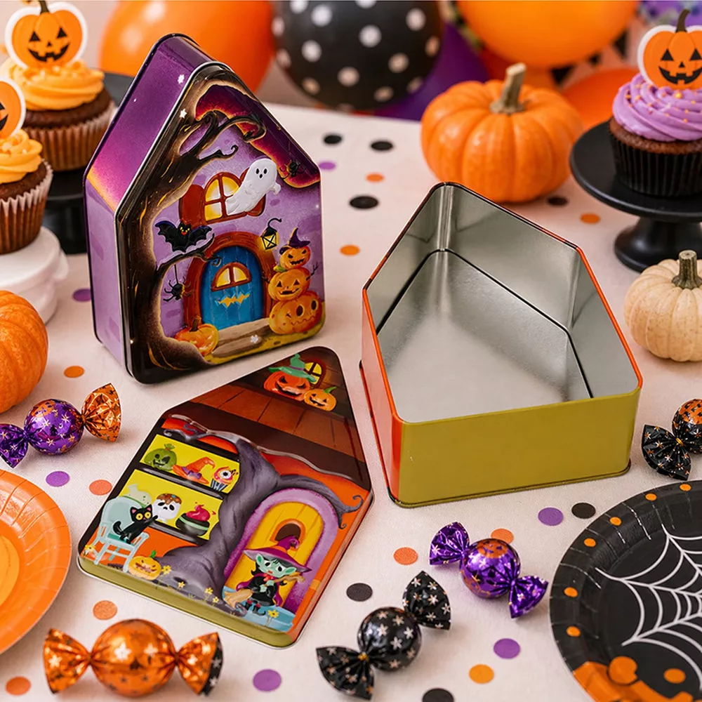 Halloween House Shaped Metal Candy Storage Box, image 5