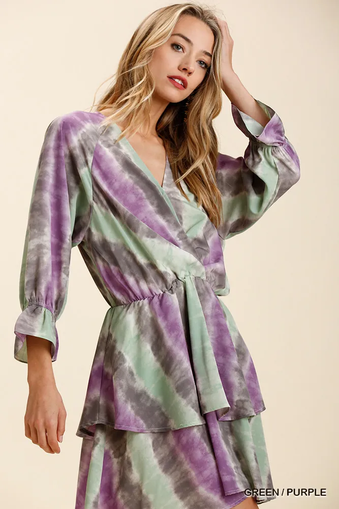 Tie Dye Ruffled Layered Dress with Elastic Waistband, image 4