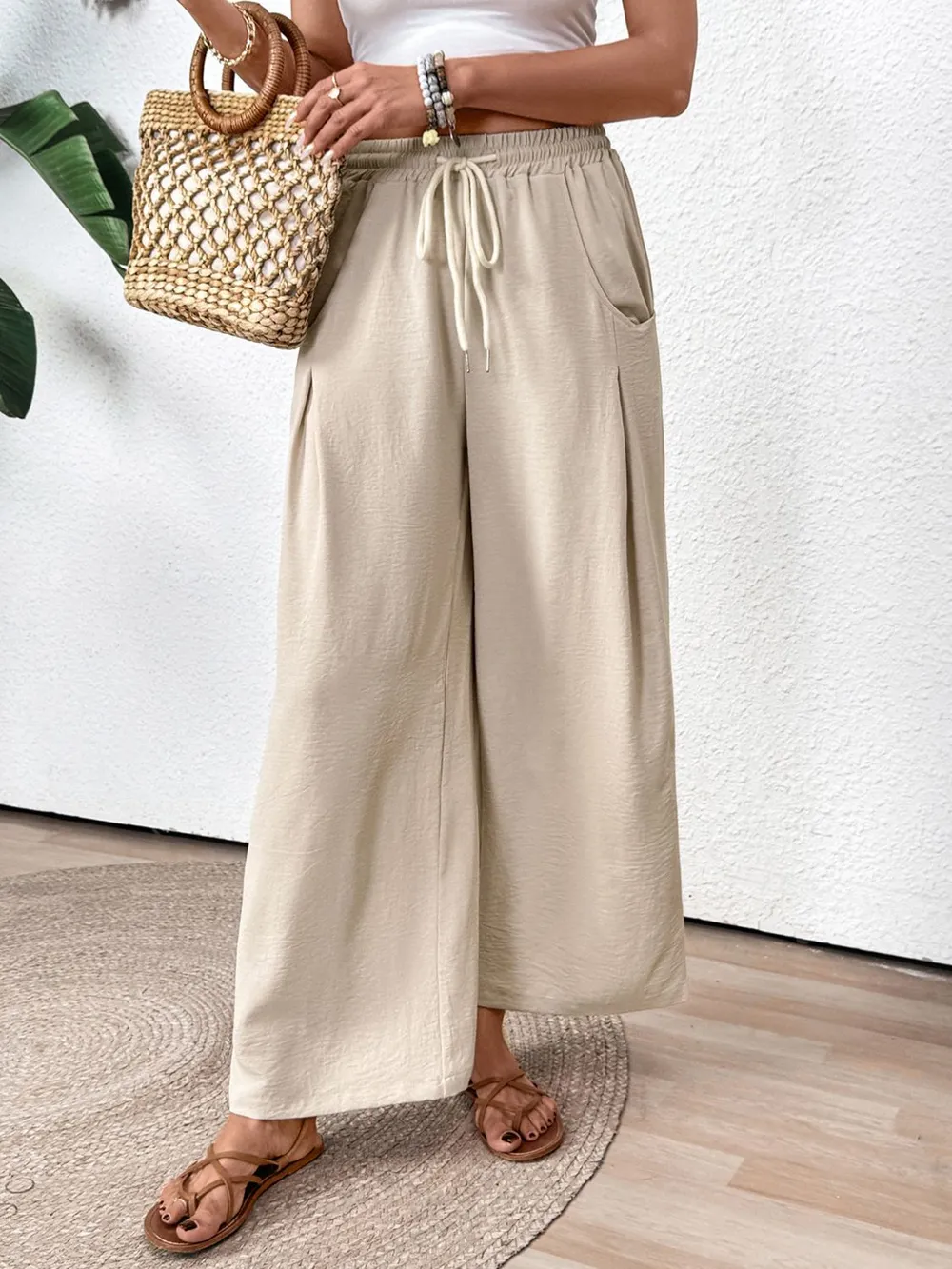 Drawstring Wide Leg Pants, image 5