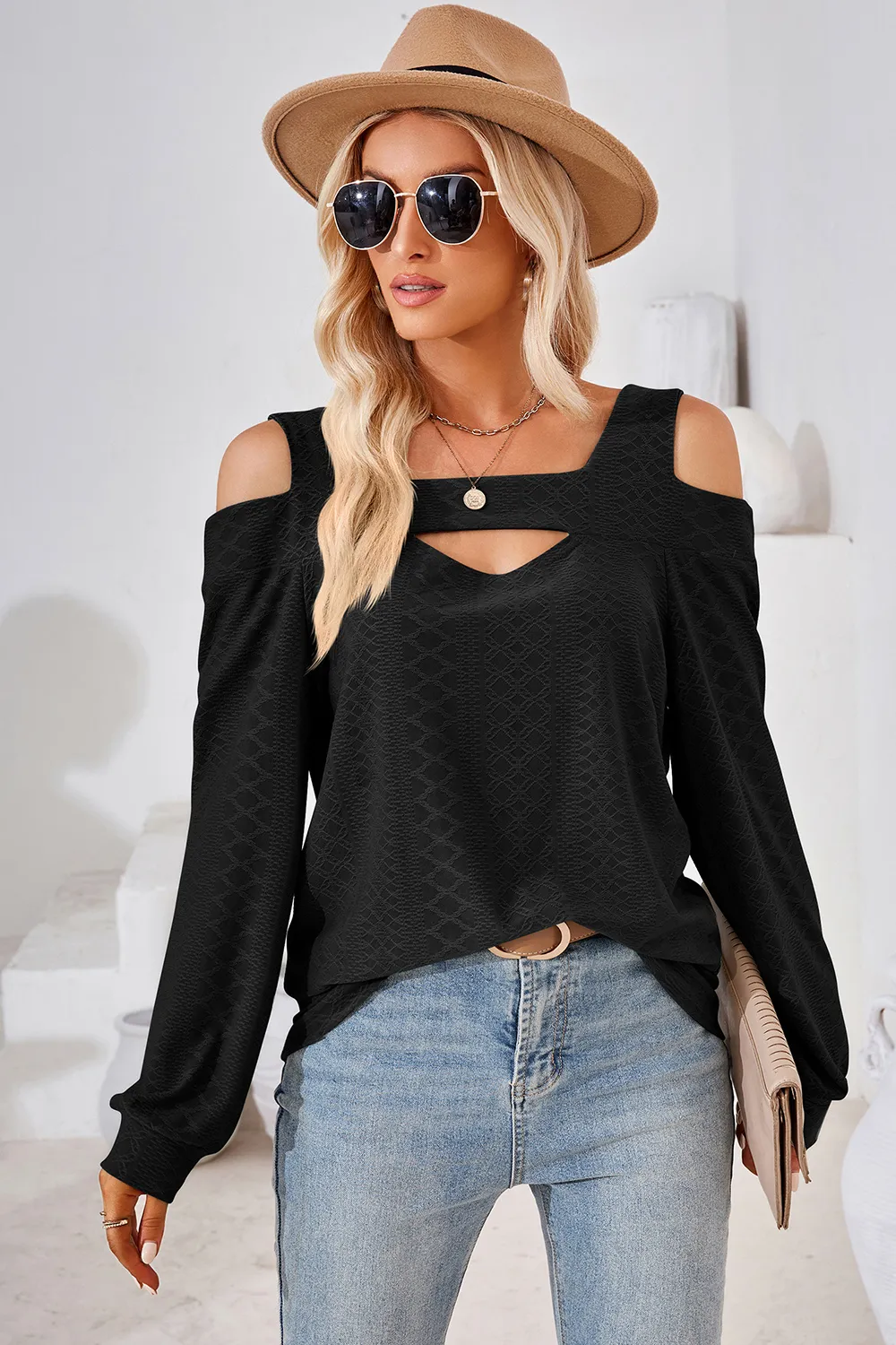 Cutout Square Neck Cold Shoulder T-Shirt, image 10