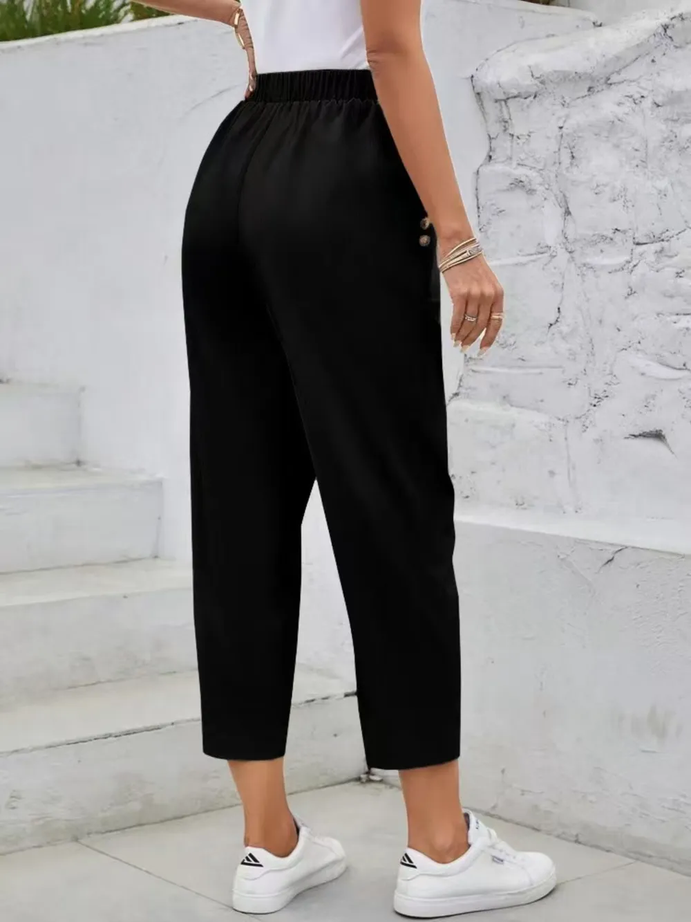 Elastic Waist High Rise Pants, image 2
