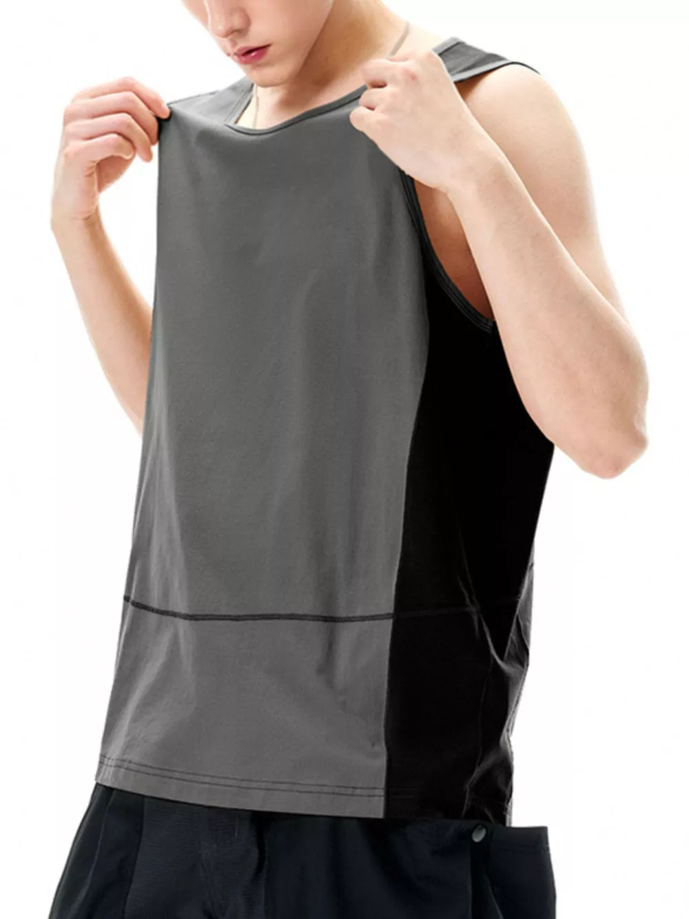 Men's Color Block Round Neck Tank, image 9