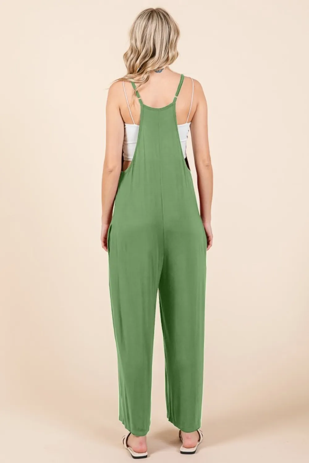 Full Size Sleeveless Wide Leg Jumpsuit with Pockets, image 2