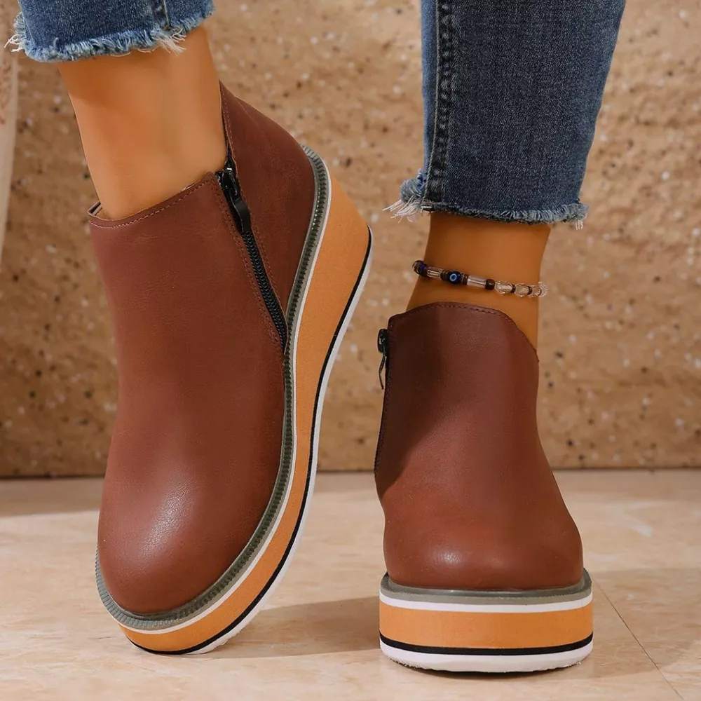 Round Toe Wedge Ankle Boots, image 17