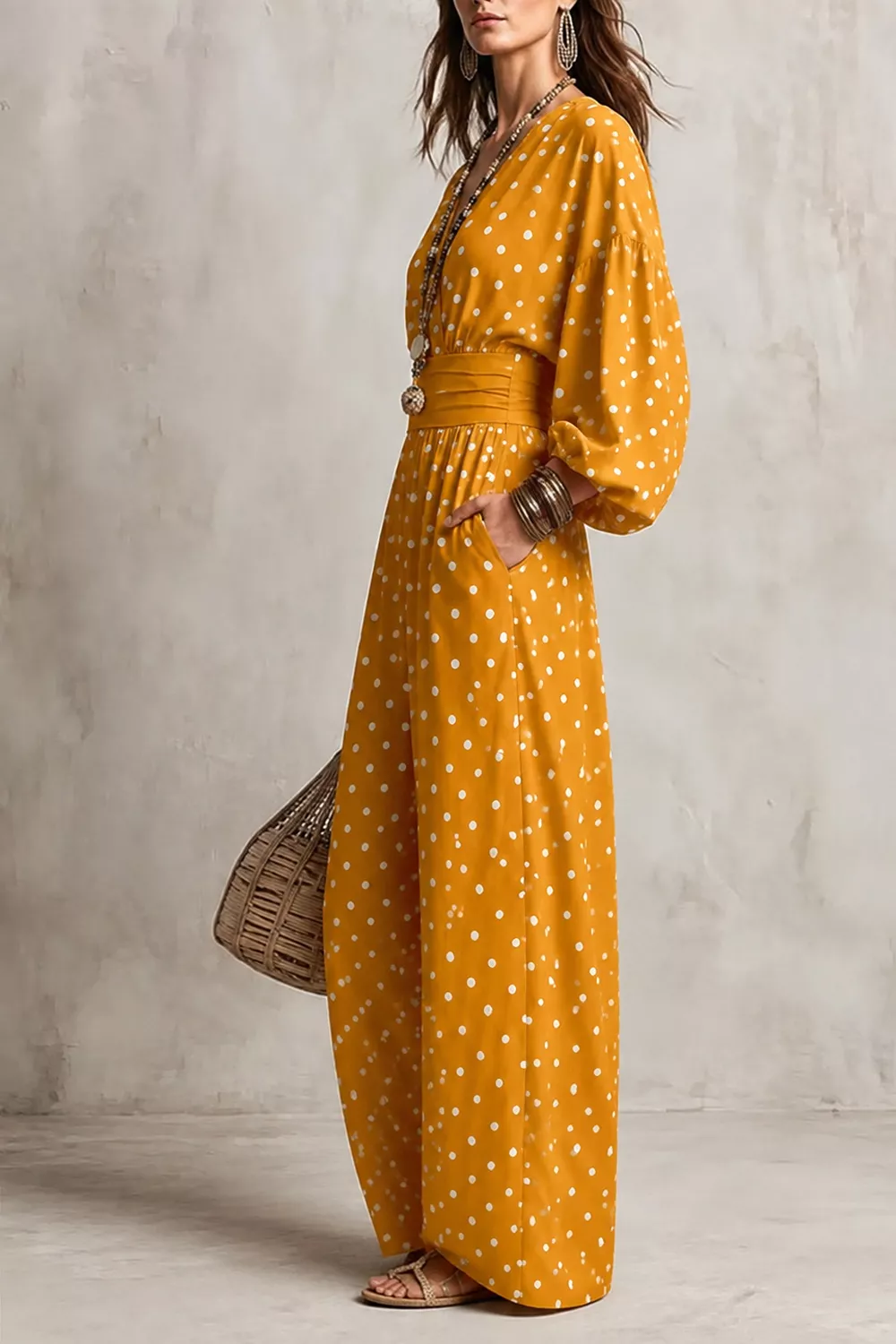 Polka Dot Wide-Leg Jumpsuit, image 3