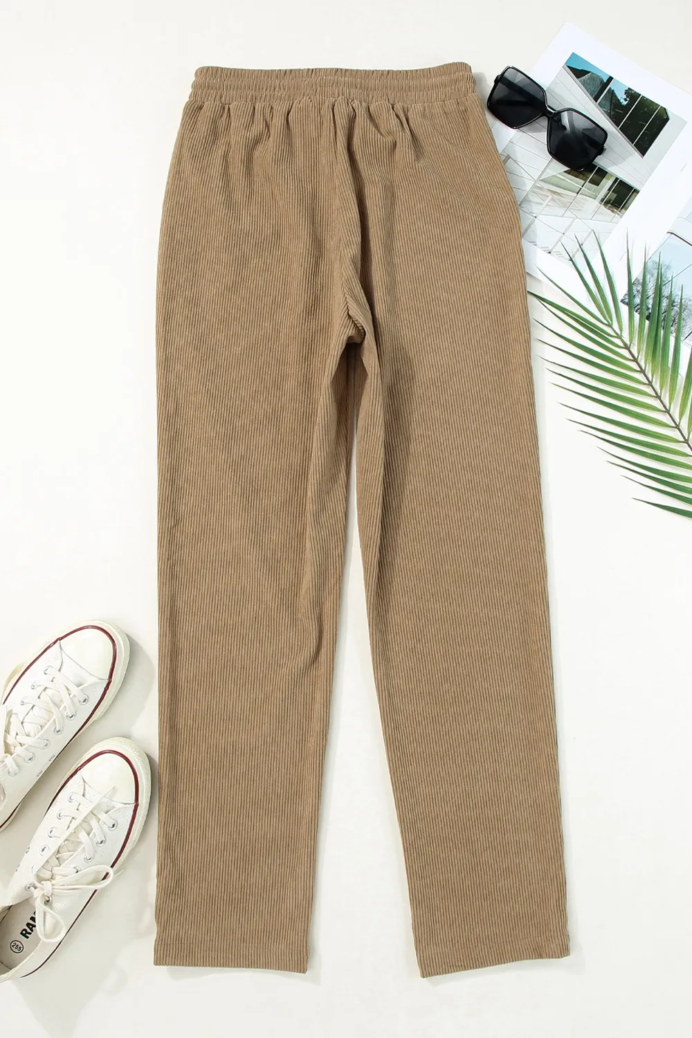 Drawstring Straight Pants with Pockets, image 15