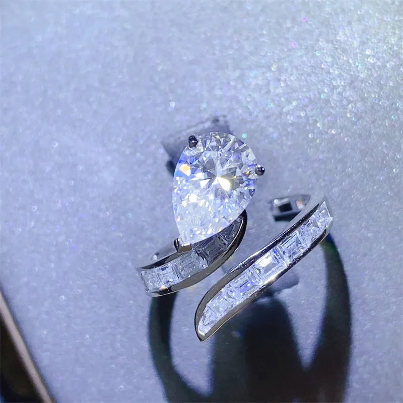 3 Carat Moissanite Zircon 925 Sterling Silver Bypass Ring, image 4