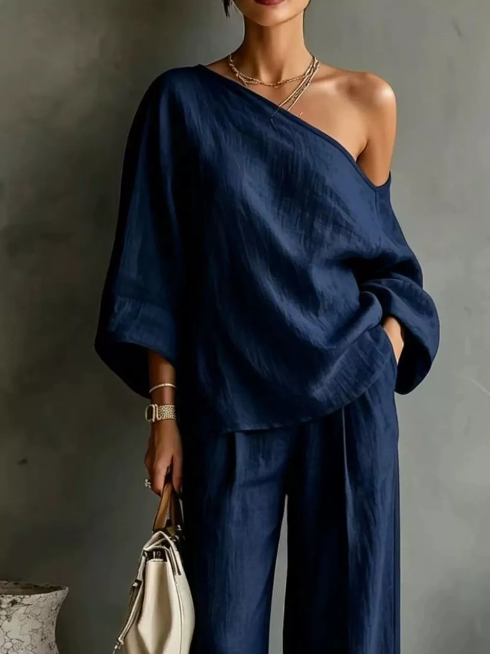 One Shoulder Top and Wide Leg Pants Set, image 22