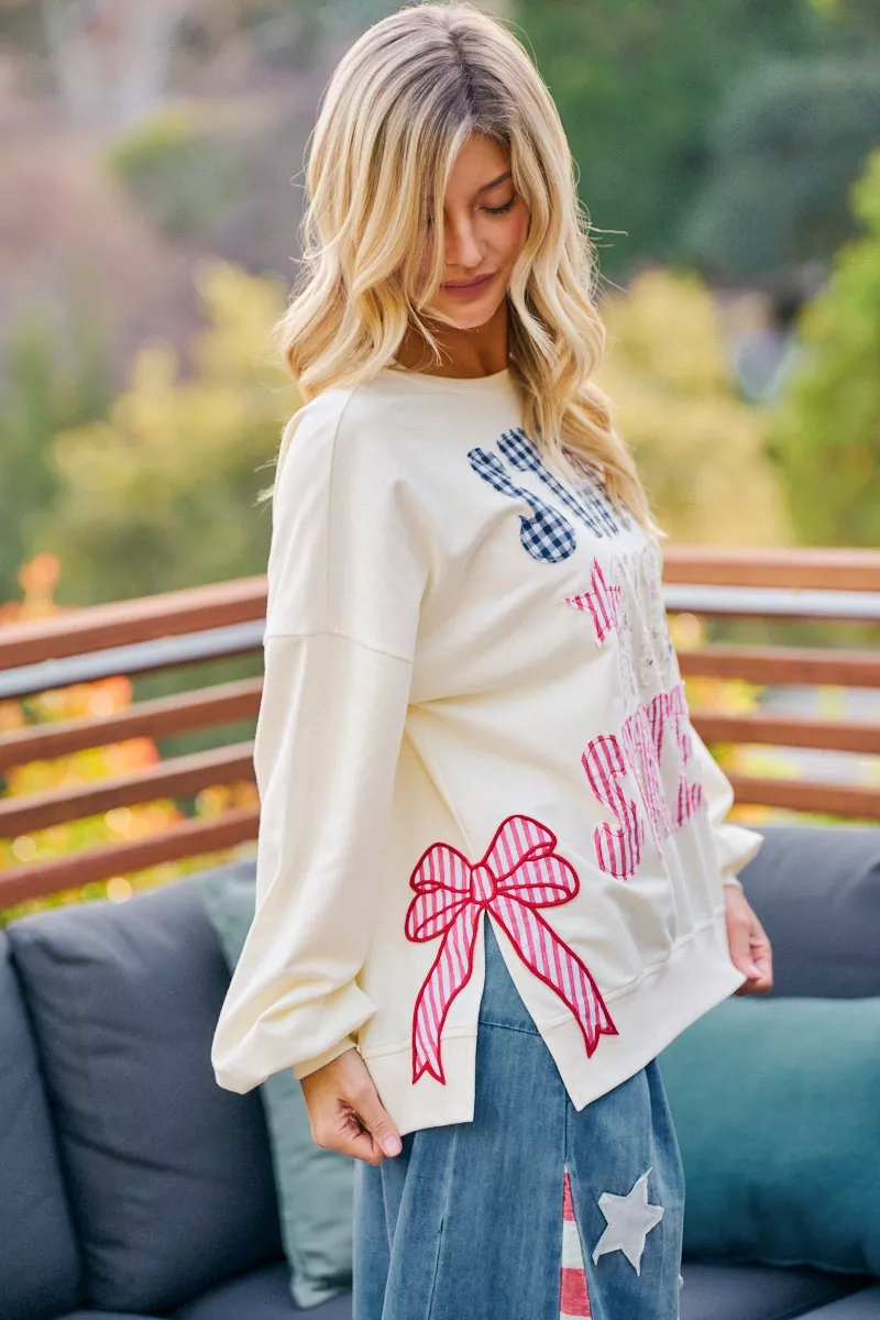 BiBi 4th Of July Stars And Stripes Patches Sweatshirt, image 13