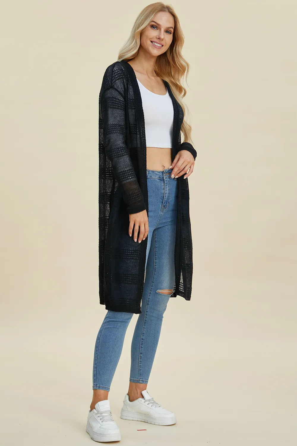 Full Size Open Front Longline Cardigan, image 24