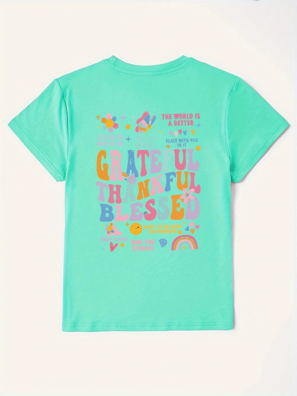 Letter Graphic Round Neck Short Sleeve T-Shirt, image 12