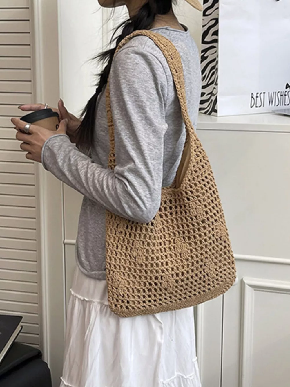 Knitted Crochet Shoulder Bag, image 4