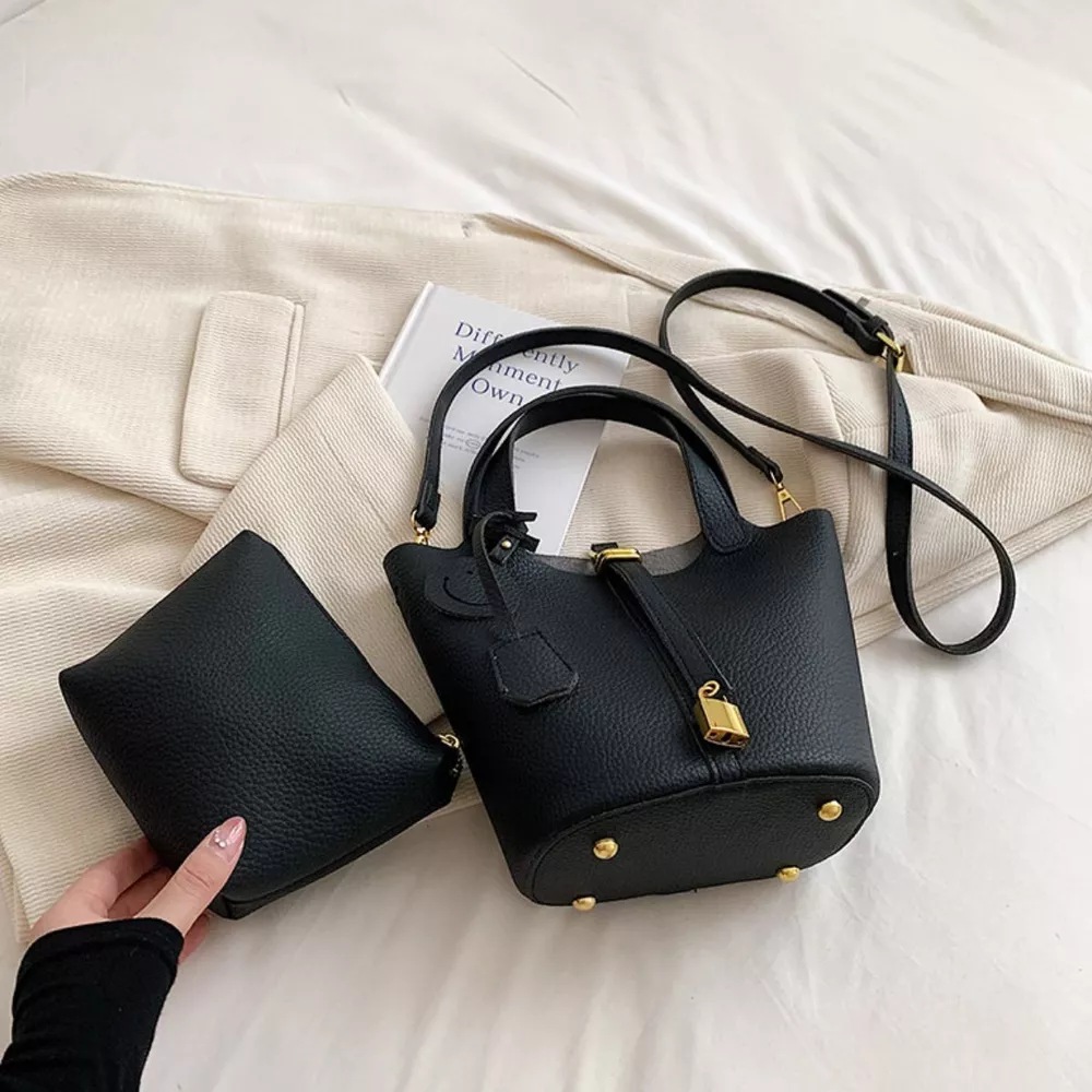 Bucket Crossbody Bag with Lock Detail, image 2