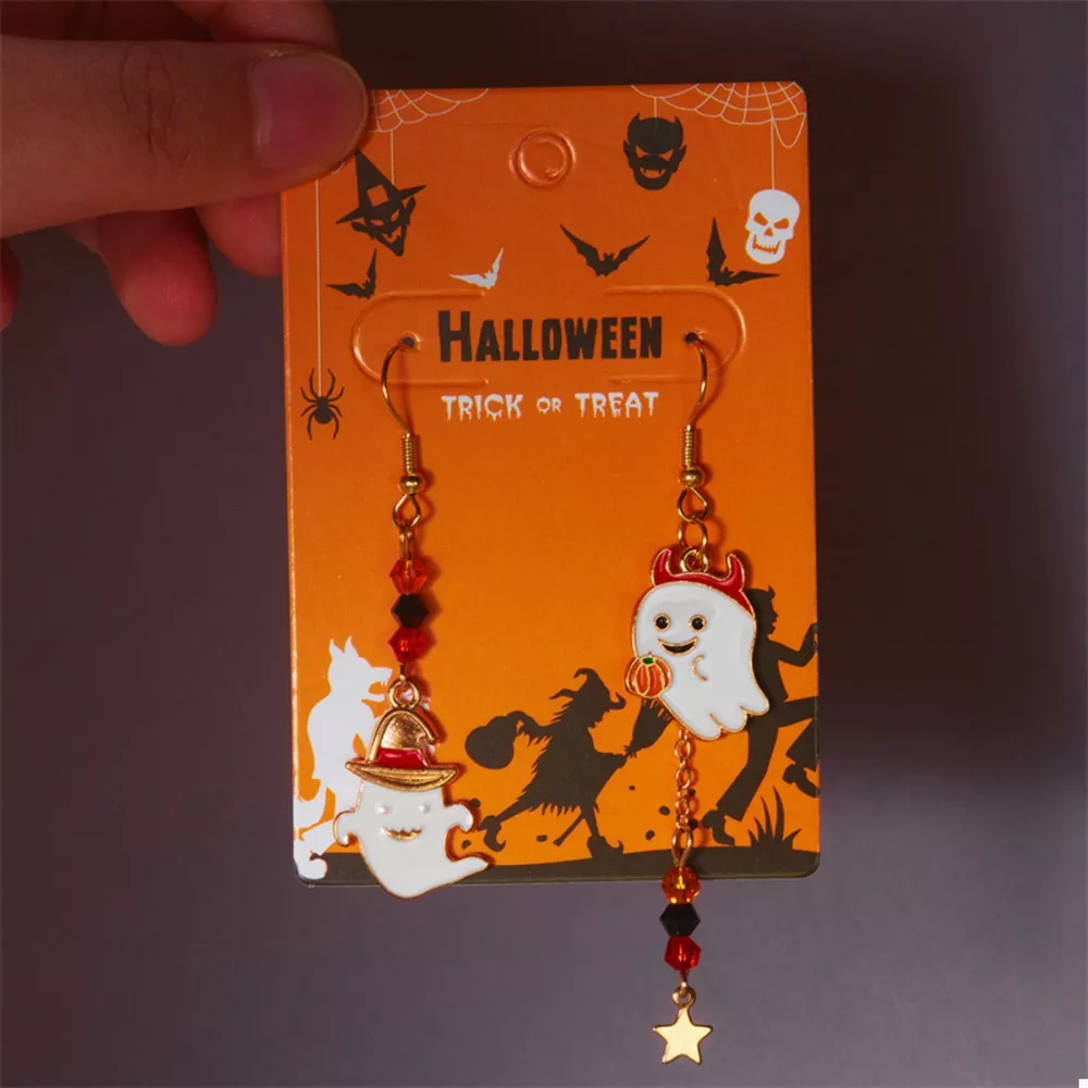 Halloween Ghost Pumpkin Drop Earrings, image 4