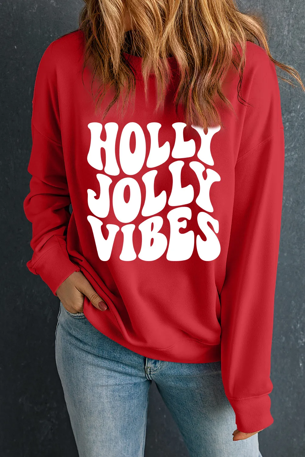 Letter Graphic Round Neck Long Sleeve Sweatshirt, image 4