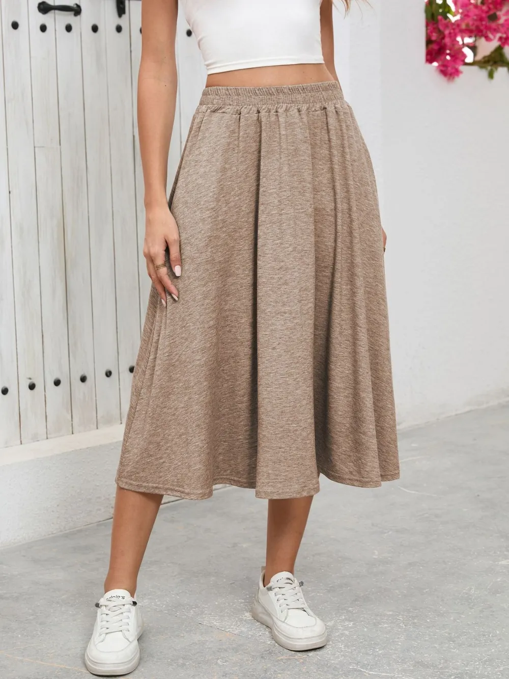 Elastic Waist Skirt With Pockets, image 12