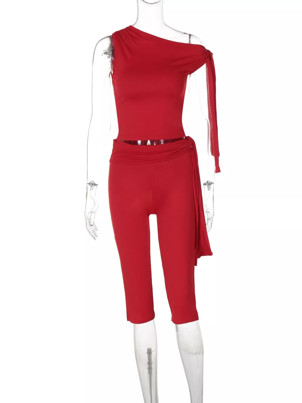 Asymmetrical One-Shoulder Top and Capris Set, image 9