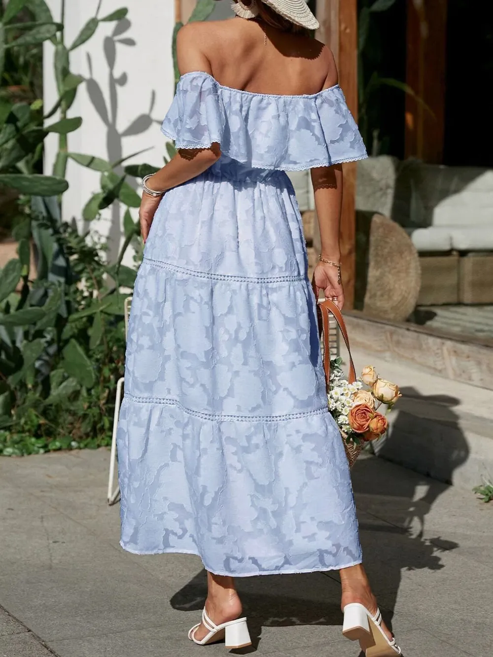 Ruched Off Shoulder Short Sleeve Midi Dress, image 10