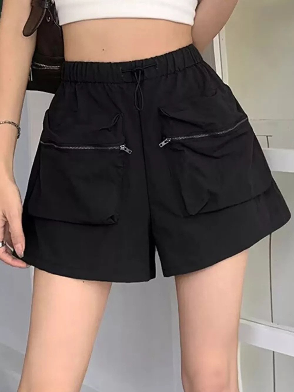 High Waist Cargo Shorts with Pockets, image 5