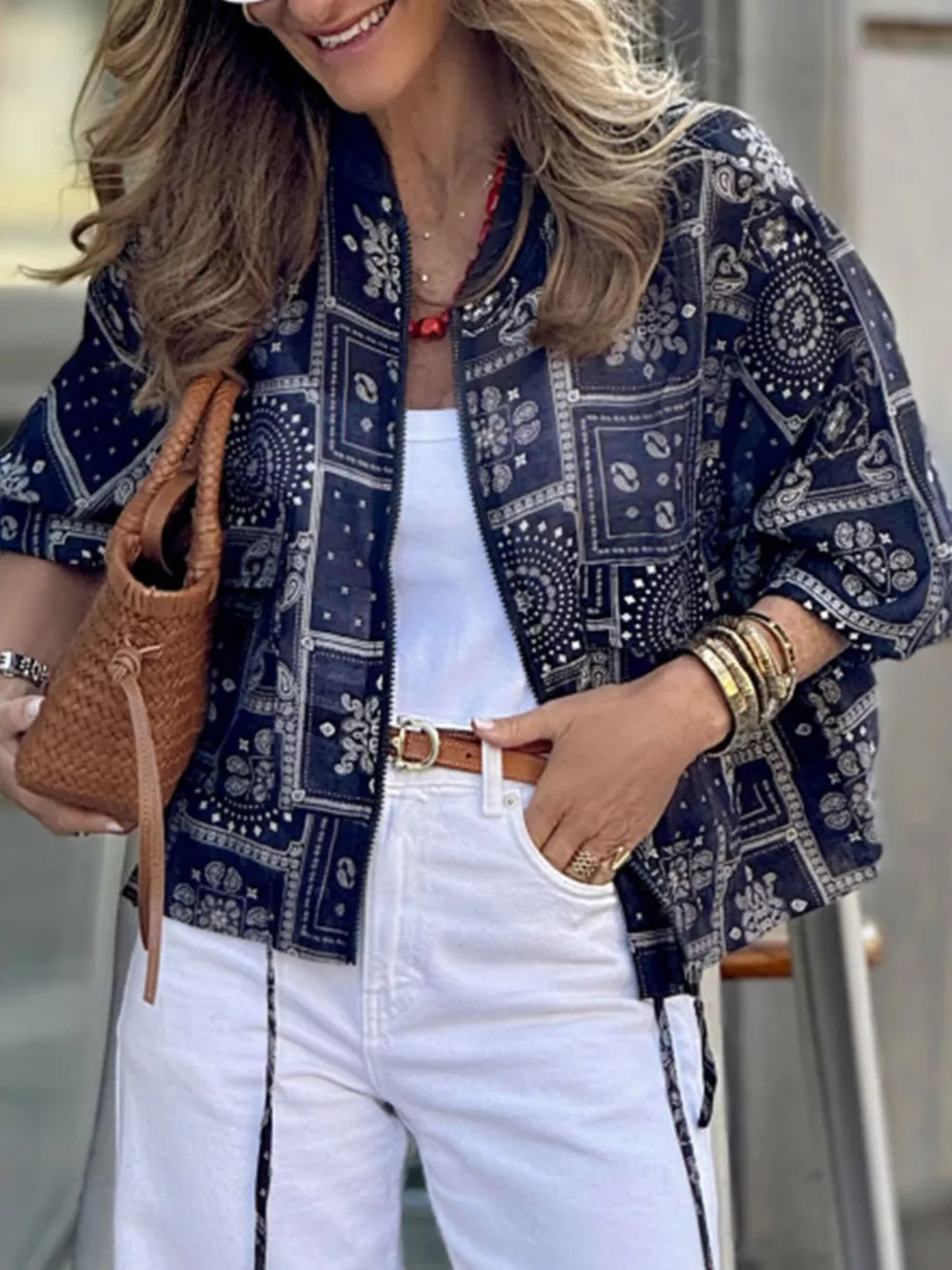 Printed Zip Up Jacket, image 5